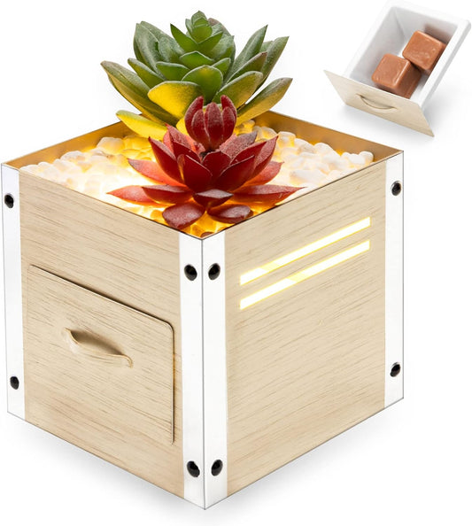 YSong Artificial Succulent Plants Wax Warmer,Electric Wax Melt Warmer,Wax Warmer for Scented Wax,Full Metal Wax Burner Fragrance Warmer for Home Decor Office,Birthday Gifts for Women(Translucent Glass)