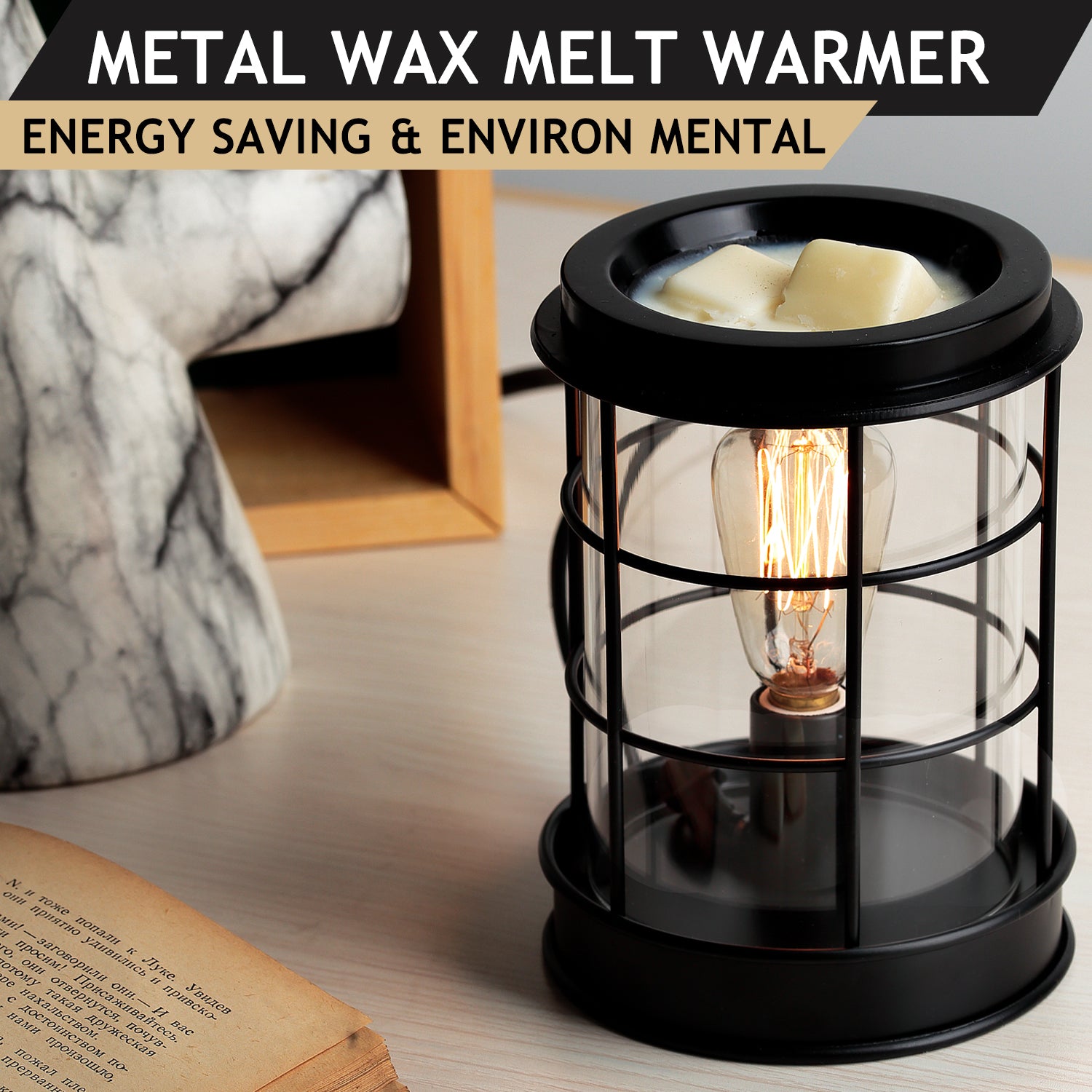 Electric Wax Melt Warmer, Metal Vintage Wax Warmer for Scented Wax, Wax  Burner with Edison Bulb, Wax Melter for Wax Melts